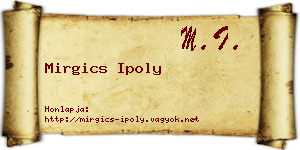 Mirgics Ipoly névjegykártya
